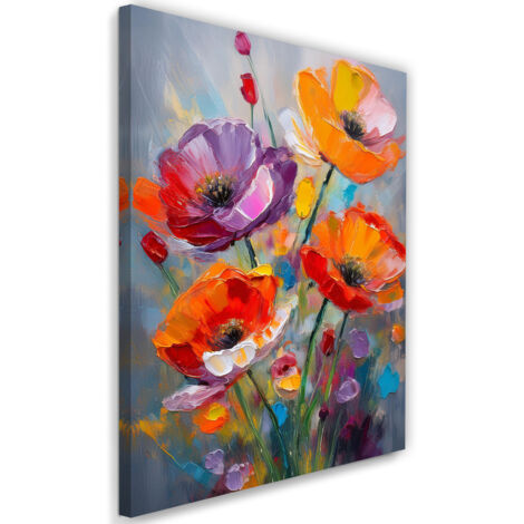 Tableau déco Fleurs de coquelicots peintes en couleur 60x90 (1/5)
