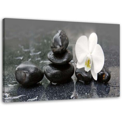Tableau sur toile Orchidée Pierre Spa Zen 90x60 (1/5)