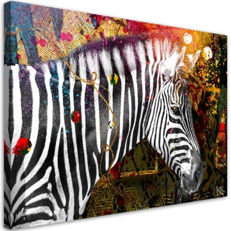 Tableau sur toile Zèbre sur un fond coloré 100x70 (1/5)