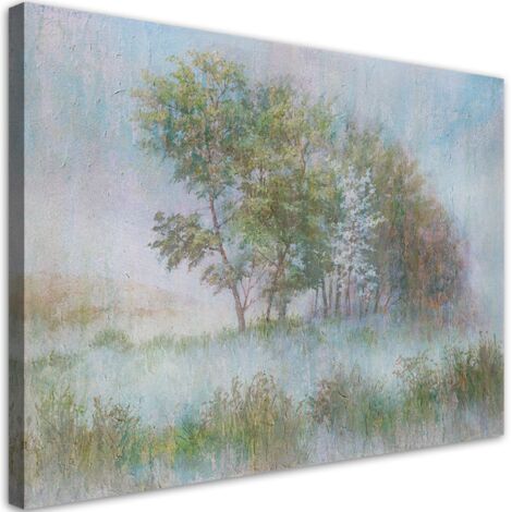 Tableau décoratif Arbres sur une prairie brumeuse 100x70 (1/5)