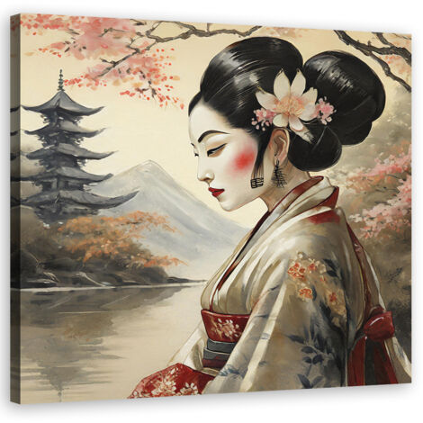 Tableau déco Geisha japonaise Abstrait 50x50 (1/5)
