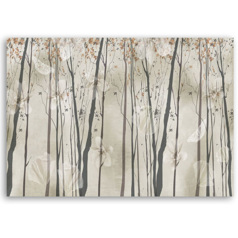 Tableau sur toile Arbres fleurs et papillons 90x60 - 3