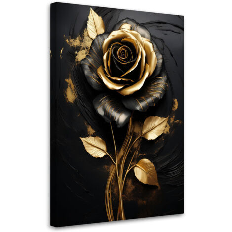 Tableau déco Fleur de rose Or Noir Glamour 40x60 (1/5)