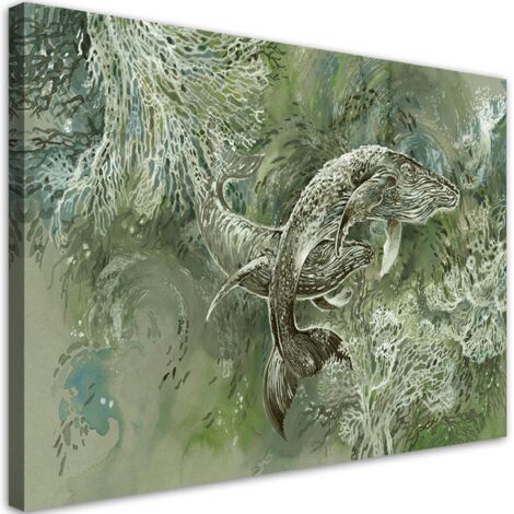 Tableau sur toile Une paire de baleines de humbacks 60x40 (1/5)