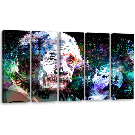 Tableau sur toile en 5 parties Albert Einstein 200x100 (1/5)