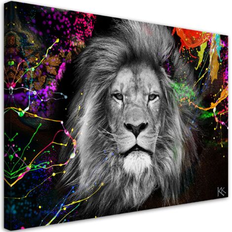 Tableau sur toile Abstraction colorée du lion 100x70 (1/5)
