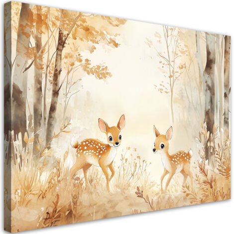 Tableau déco Faon Animaux de la forêt Beige 60x40 (1/5)
