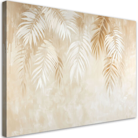 Tableau déco Feuilles de palmier tropicales beige style bohème 100x70
