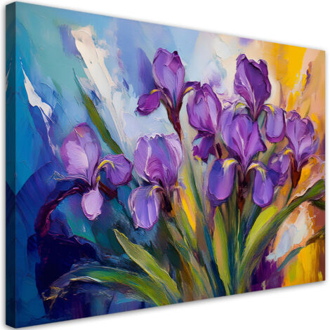 Tableau déco Fleurs d'iris violet pastel 90x60 (1/5)