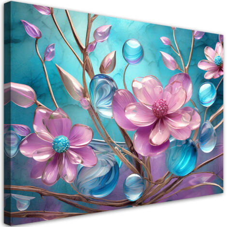 Tableau déco Fleurs multicolores Verre Abstrait 90x60 (1/5)