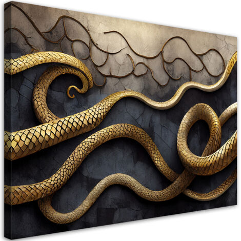 Tableau déco Serpent doré Abstraction 60x40 (1/5)