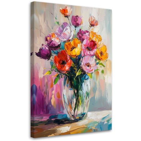 Tableau déco Bouquet de tulipes colorées dans un vase 60x90 (1/5)