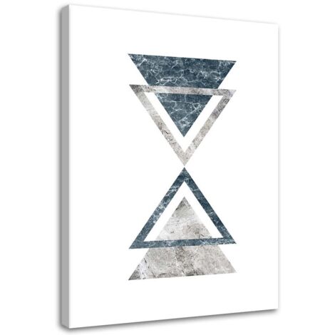 Tableau sur toile Abstrait Marbre Triangles Bleu 40x60 (1/5)