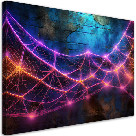Tableau déco Toile d'araignée couleur néon 90x60 (1/5)