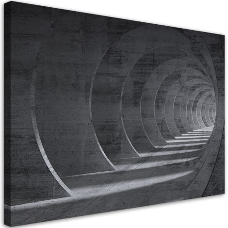 Tableau sur toile Tunnel 3D gris 90x60 (1/5)