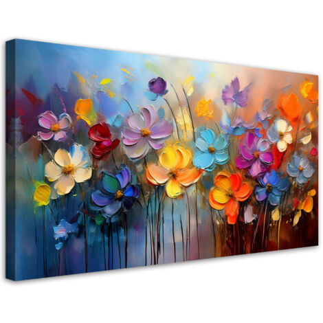 Tableau déco Fleurs peintes colorées 80x40 (1/5)