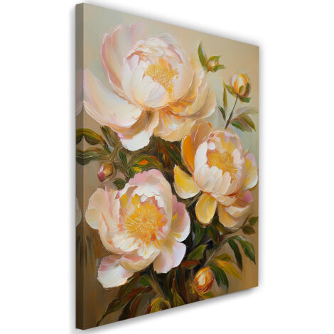 Tableau déco Fleur peinte pivoine nature 40x60 (1/5)