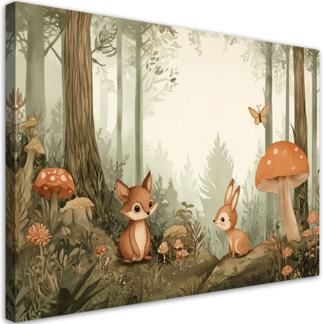 Tableau déco Animaux de la forêt Nature Beige 60x40 (1/5)