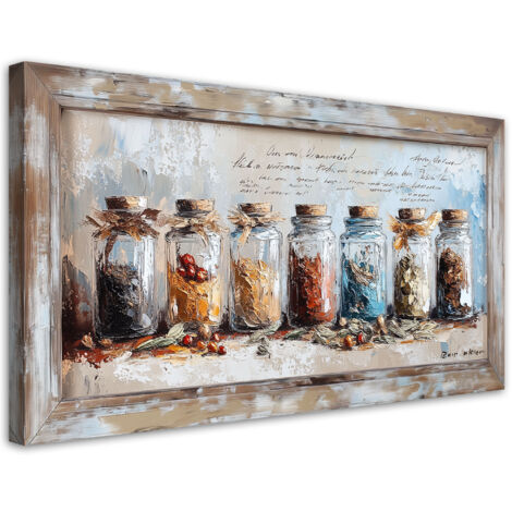 Tableau déco Herbes Épices Pots 100x50 (1/5)