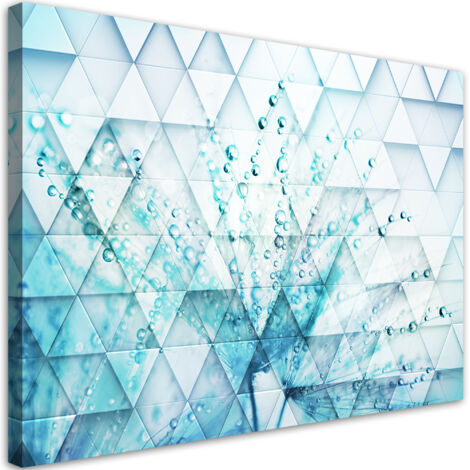 Tableau sur toile Dandelion turquoise en gouttes de rosée 60x40 (1/5)