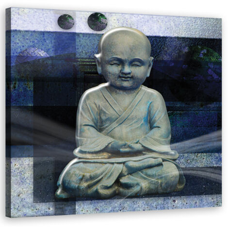 Tableau sur toile Bouddha Zen Spa Bleu 60x60 (1/5)