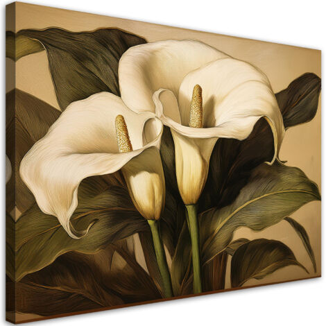Tableau déco Fleurs de lys blancs en sépia 60x40 (1/5)