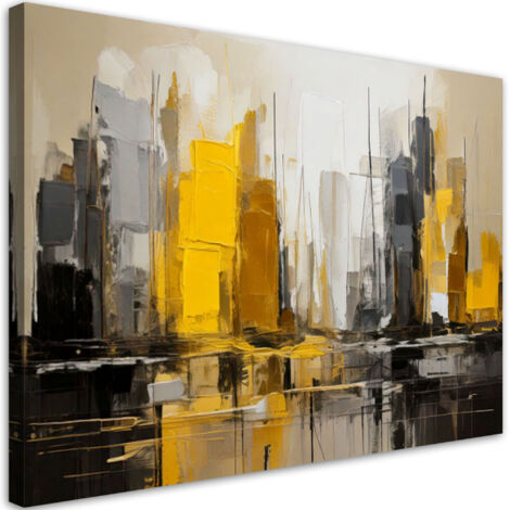 Tableau déco Ville Abstraction jaune beige 60x40 (1/5)
