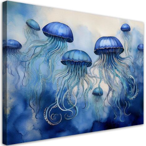 Tableau déco Méduse bleue mer 60x40 (1/5)