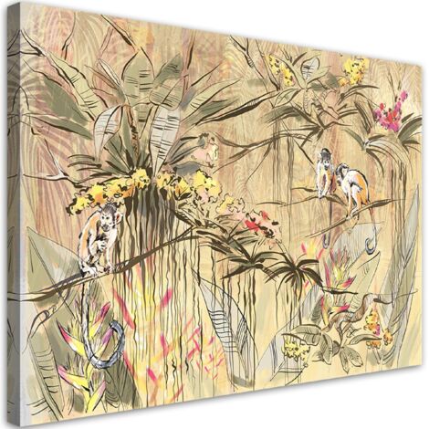 Tableau sur toile Singes dans la jungle 100x70 (1/5)