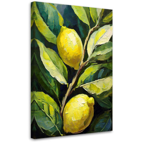Tableau sur toile Tableau sur toile Citrons acrylique peint à la main 40x60 (1/5)