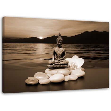Image sur toile, Bouddha sur pierres marron - 100x70 (1/5)