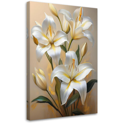 Tableau déco Lys blancs Fleurs peintes 70x100 (1/5)