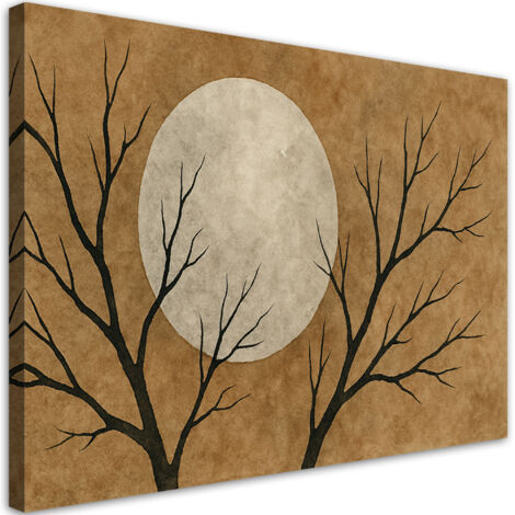 Tableau déco Lune Arbres Minimalisme Beige 60x40 (1/5)