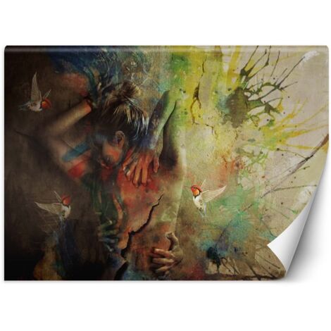 Papier peint Femme avec colibris comme peinte 150x105 (1/5)