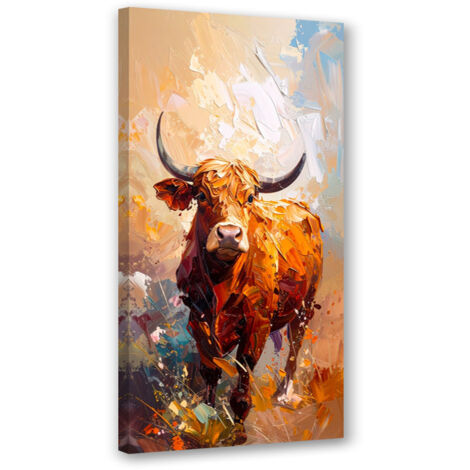Tableau déco Taureau Vache Animaux Nature 40x80 (1/4)