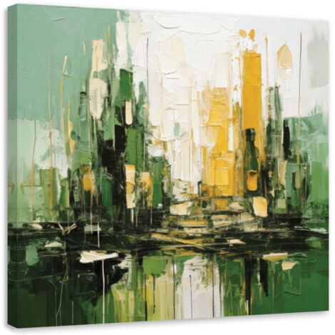 Tableau déco Ville Architecture Abstraction Vert 30x30 (1/5)