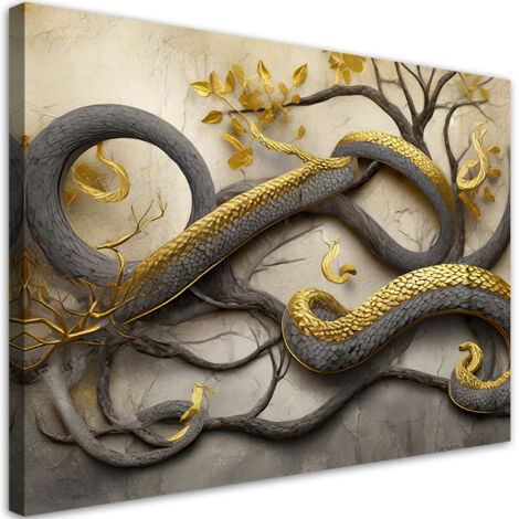 Tableau déco Or Serpent Branche Abstraite 100x70 (1/5)