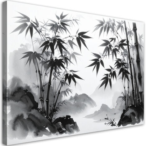 Tableau déco Montagnes de bambous Peinture japonaise de paysage 100x70 (1/4)
