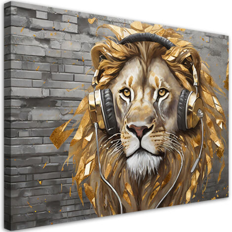 Tableau déco Lion Pop Art Musique 60x40 (1/5)