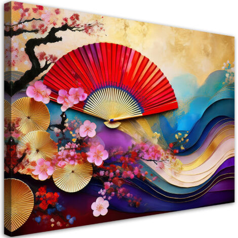 Tableau déco Eventails japonais colorés 60x40 (1/5)