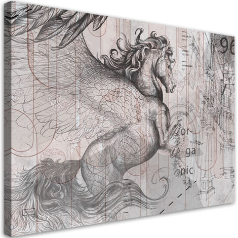 Tableau sur toile Abstraction des chevaux Pegas 90x60 (1/5)