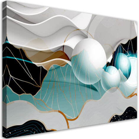 Cadre déco Abstraction turquoise avec des balles 3D 60x40 (1/5)
