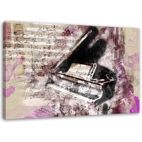 Tableau sur toile Piano Abstrait Vintage 60x40 (1/5)