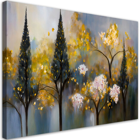 Tableau déco Arbres en fleurs abstrait or 60x40 (1/5)