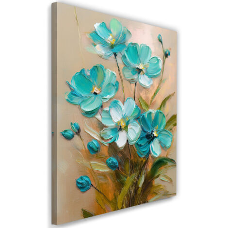 Tableau déco Fleurs naturelles turquoise 60x90 (1/5)