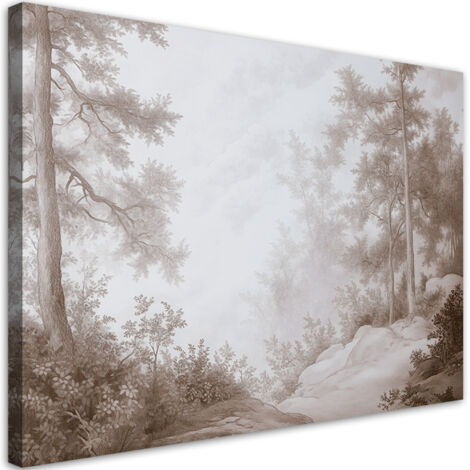 Tableau déco  Forêt dans la brume 90x60 (1/5)