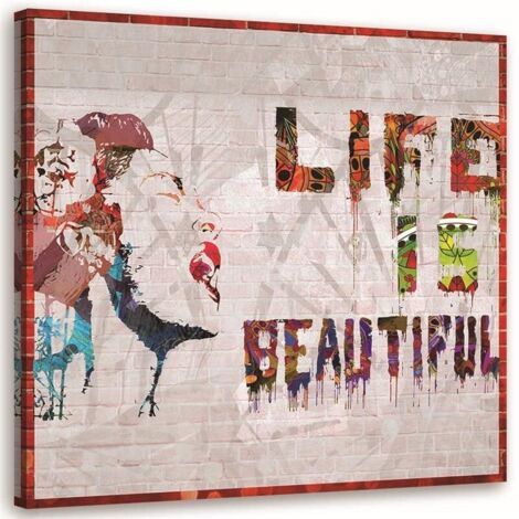 Tableau sur toile Banksy La vie est belle 40x40 (1/5)