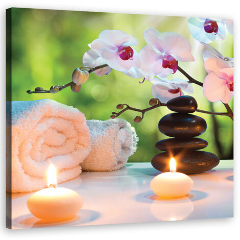Tableau décoratif Orchidée pierres Spa 40x40 (1/5)