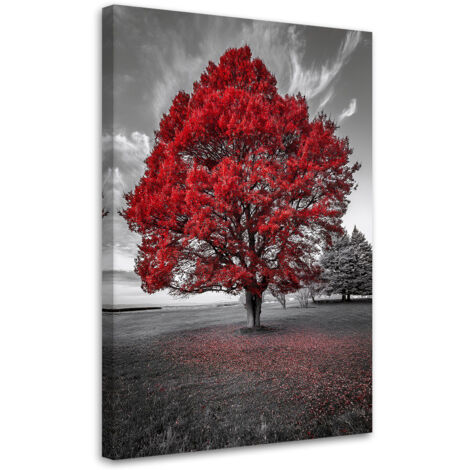 Tableau déco Grand arbre rouge Paysage 60x90 (1/5)
