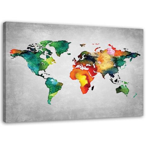 Tableau sur toile Carte du monde colorée 60x40 (1/5)